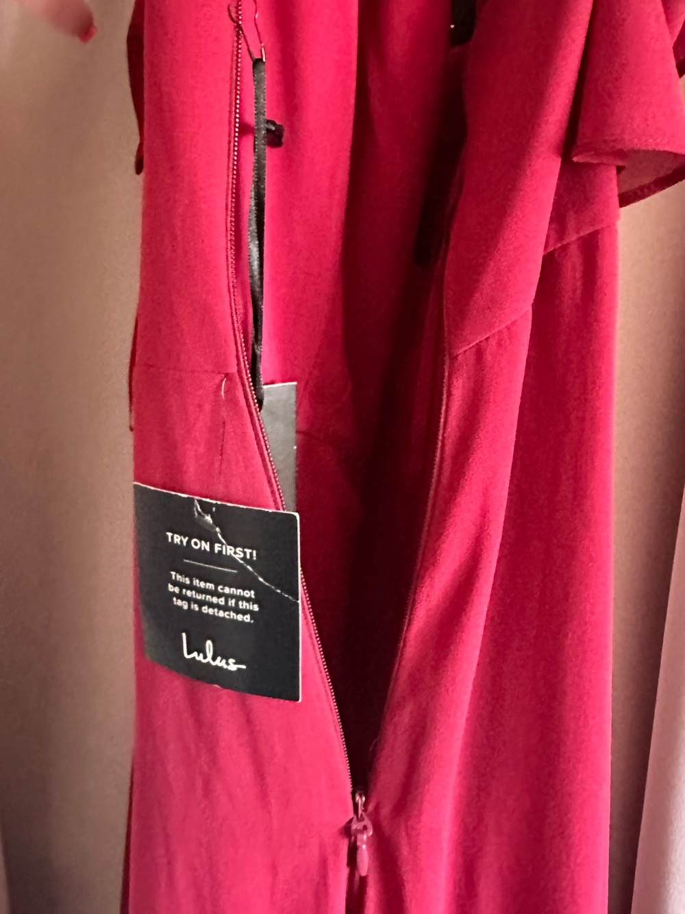 Lulu's Red Maxi Dress with Ruffle Shoulder Detail - Picture 7 of 11